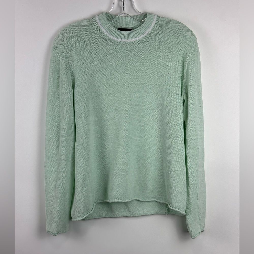 Women's Lightweight Raw Bottom Hem Long Sleeve Mesh Sweater